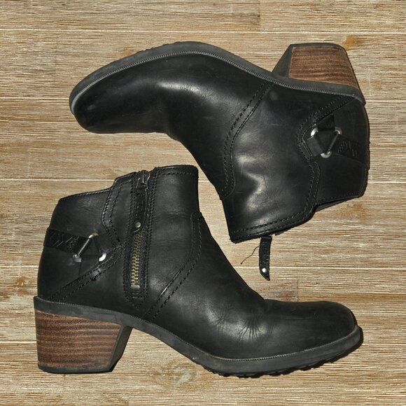 Teva Women's Foxy Ankle Boots Booties Size 9 Black Zip Up 1012462 Moto Minimalis - Picture 2 of 11